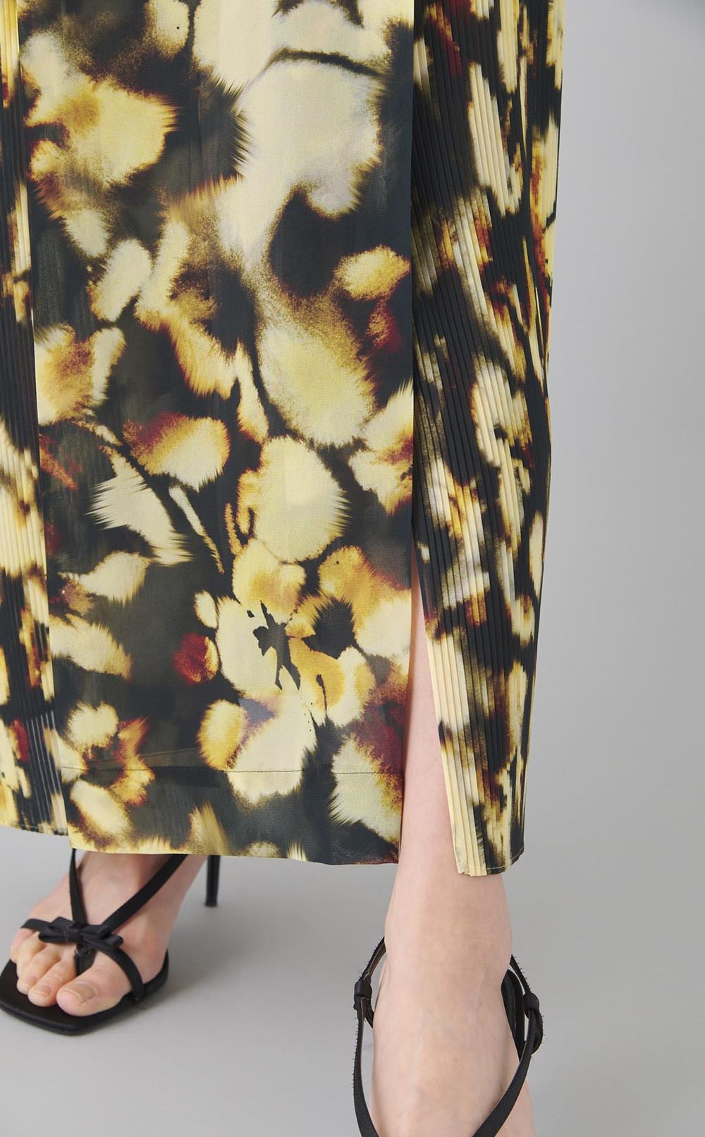 プリントサイドプリーツロングワンピース