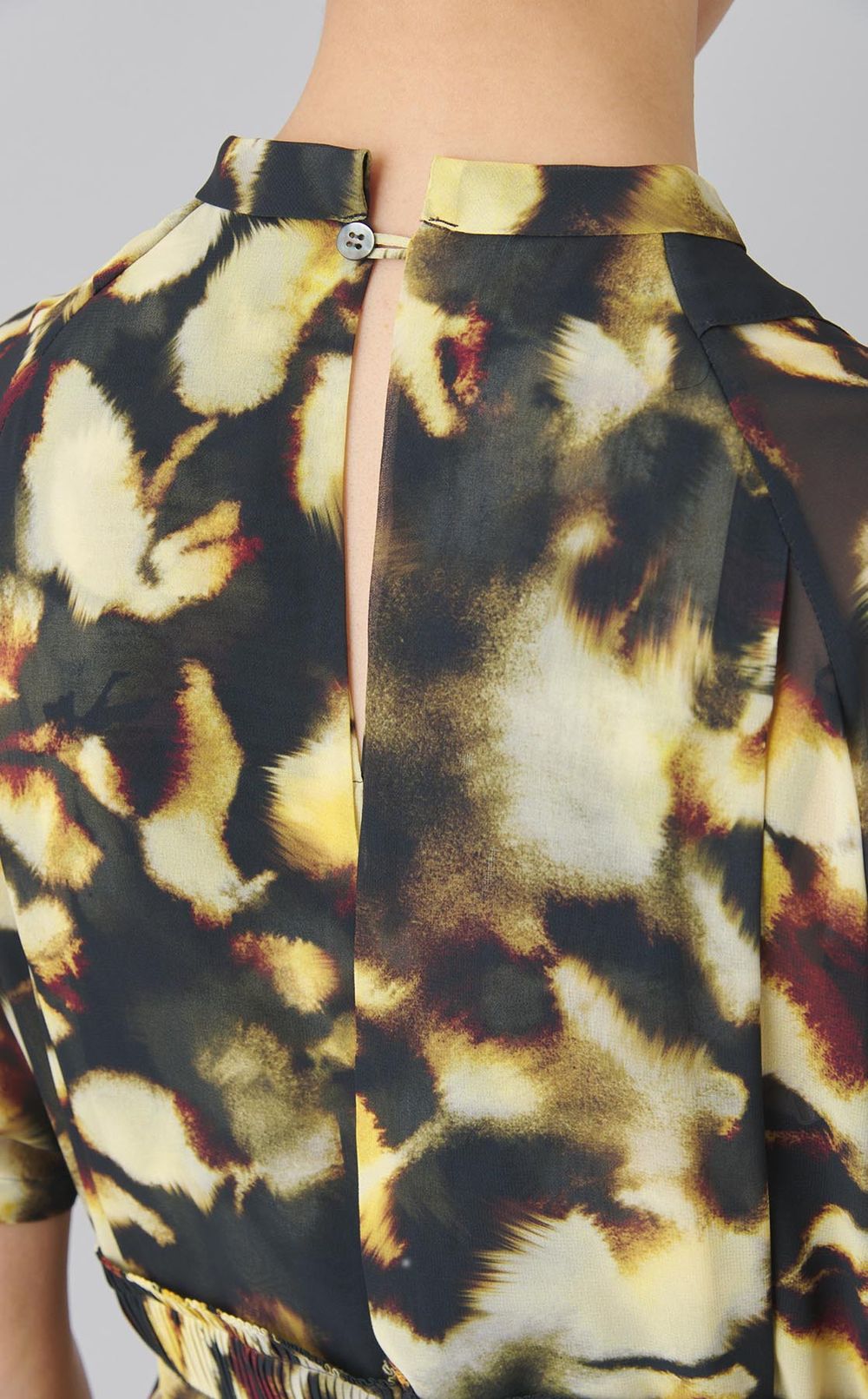 プリントサイドプリーツロングワンピース