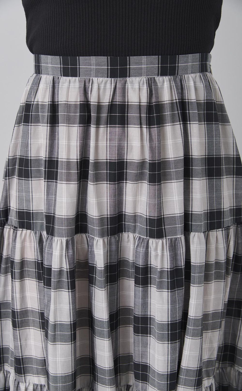 チェックティアードロングスカー卜