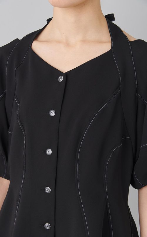 パフスリーブホルターデザインブラウス