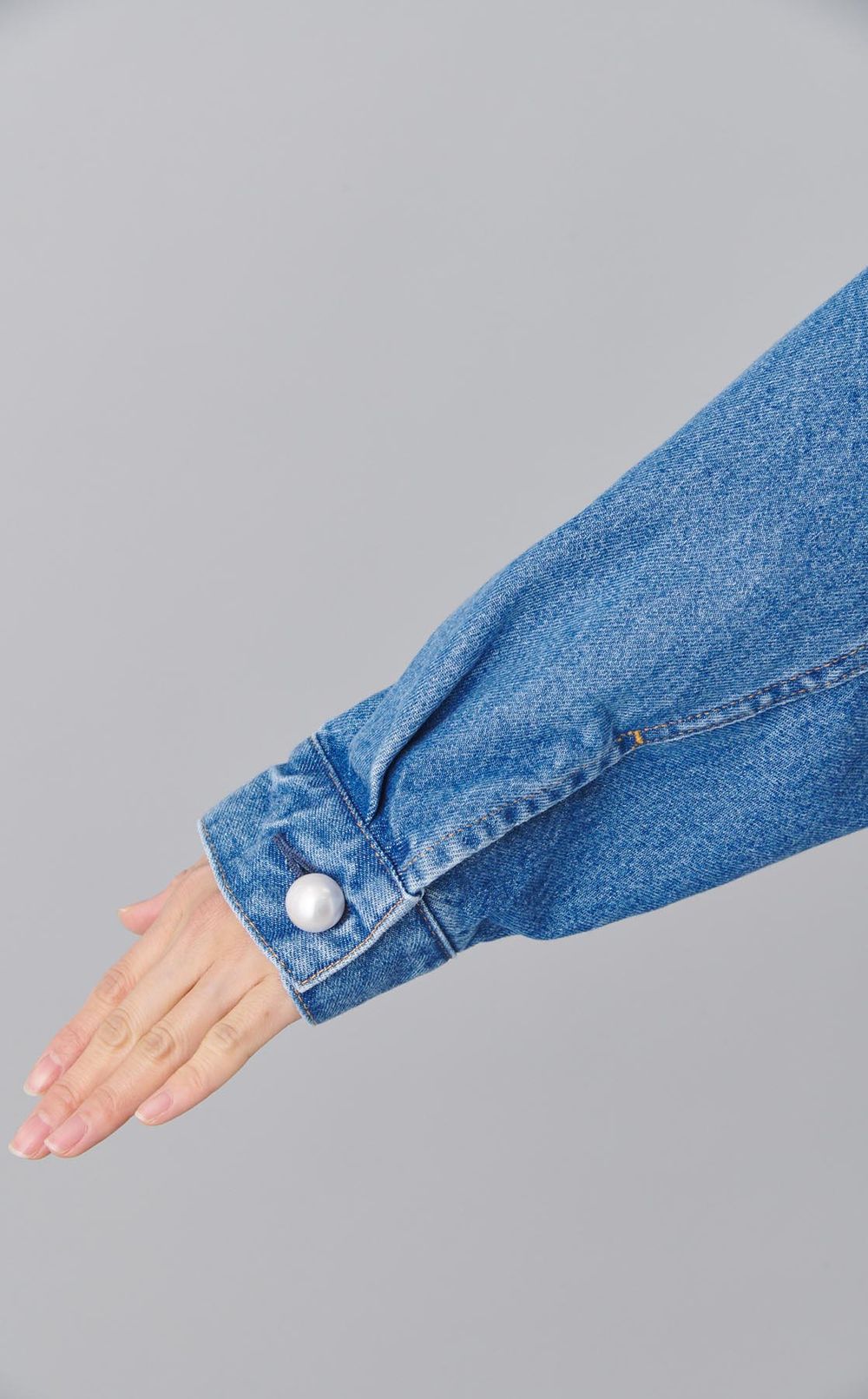 オーバーサイズパールボタンデニムブルゾン