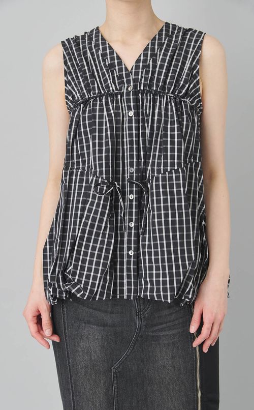 ギャザーボリュームタフタブラウス