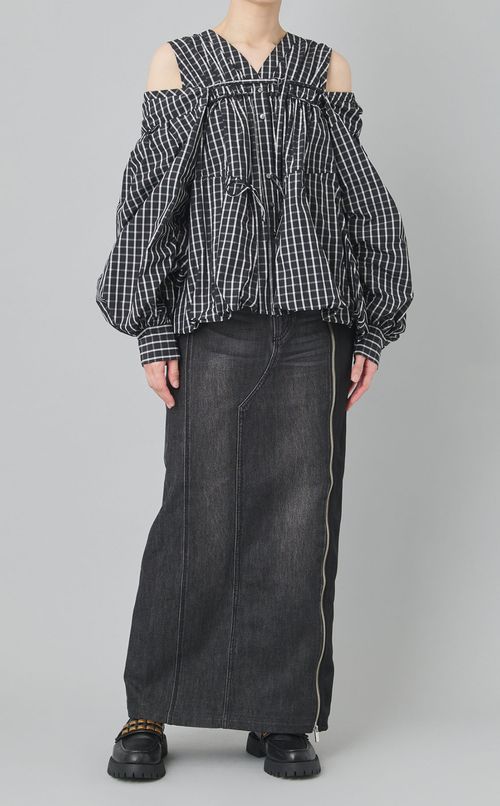 ジップデニムコンビスカート