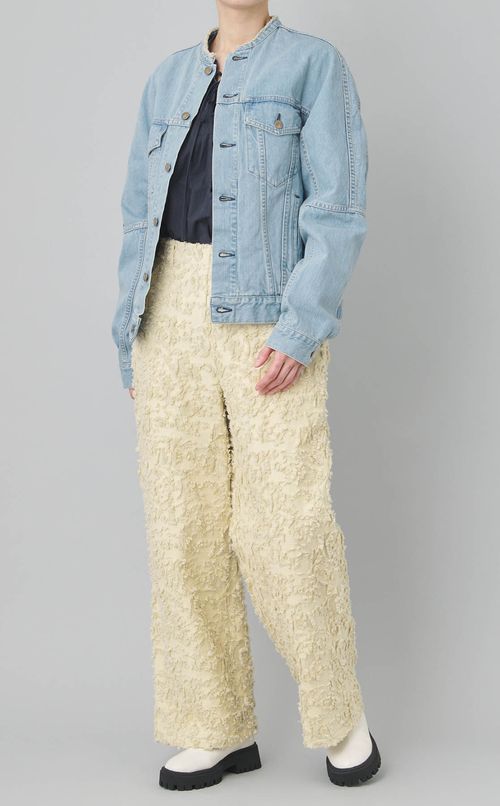 カットジャガードセミワイドパンツ