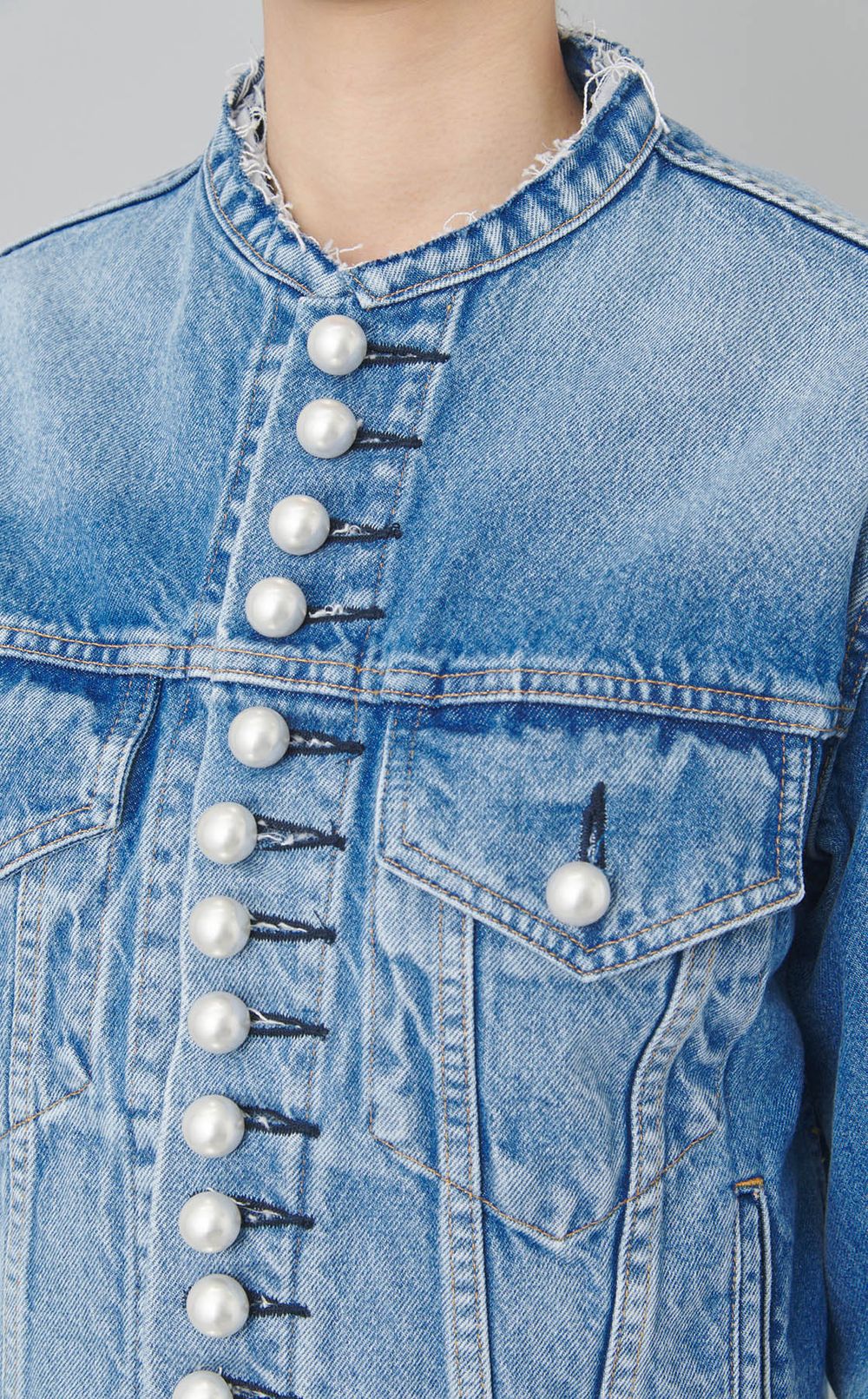 デニムパールボタンジャケット
