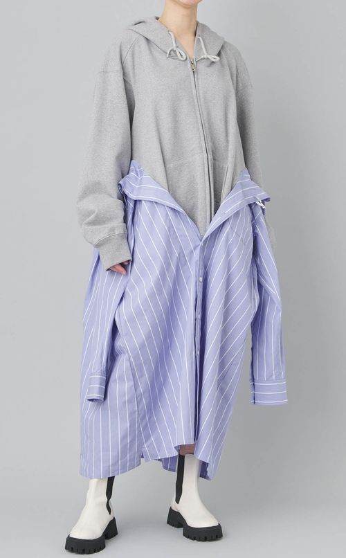 シャツコンバインフーディワンピース