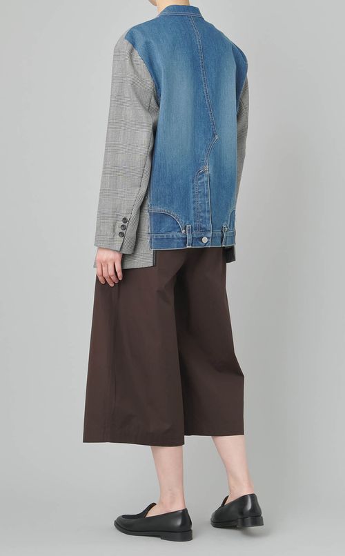 デニムコンビノーカラージャケット