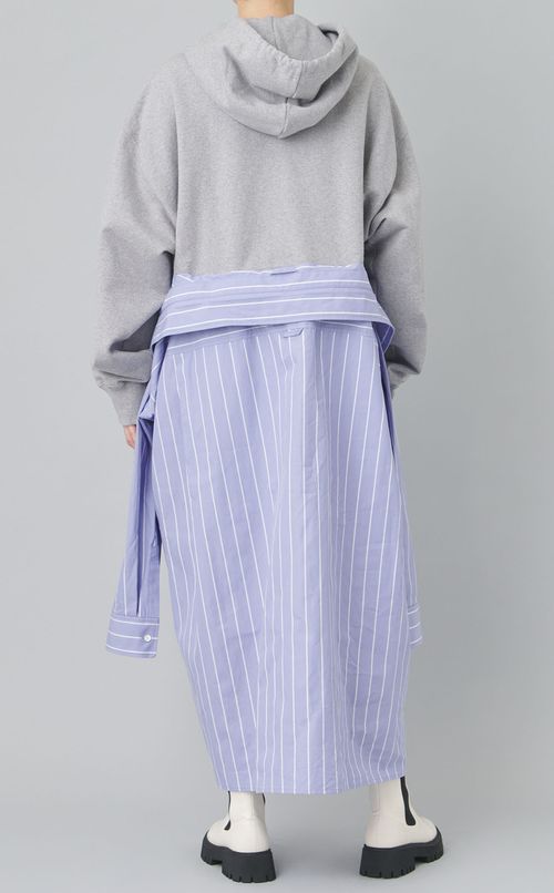 シャツコンバインフーディワンピース