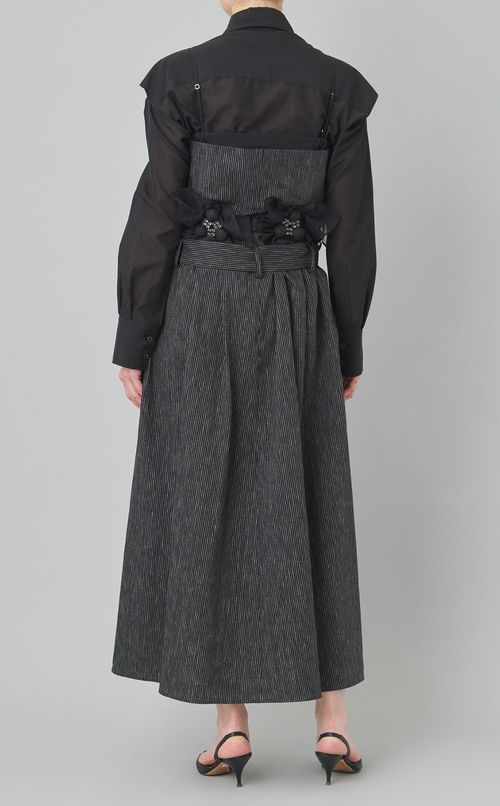 ストライプ切替モチーフ付ワンピース