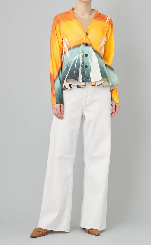 プリントリブギャザーカーディガン