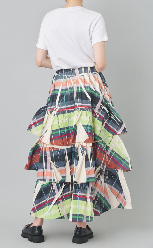 チェックプリントティアードスカート