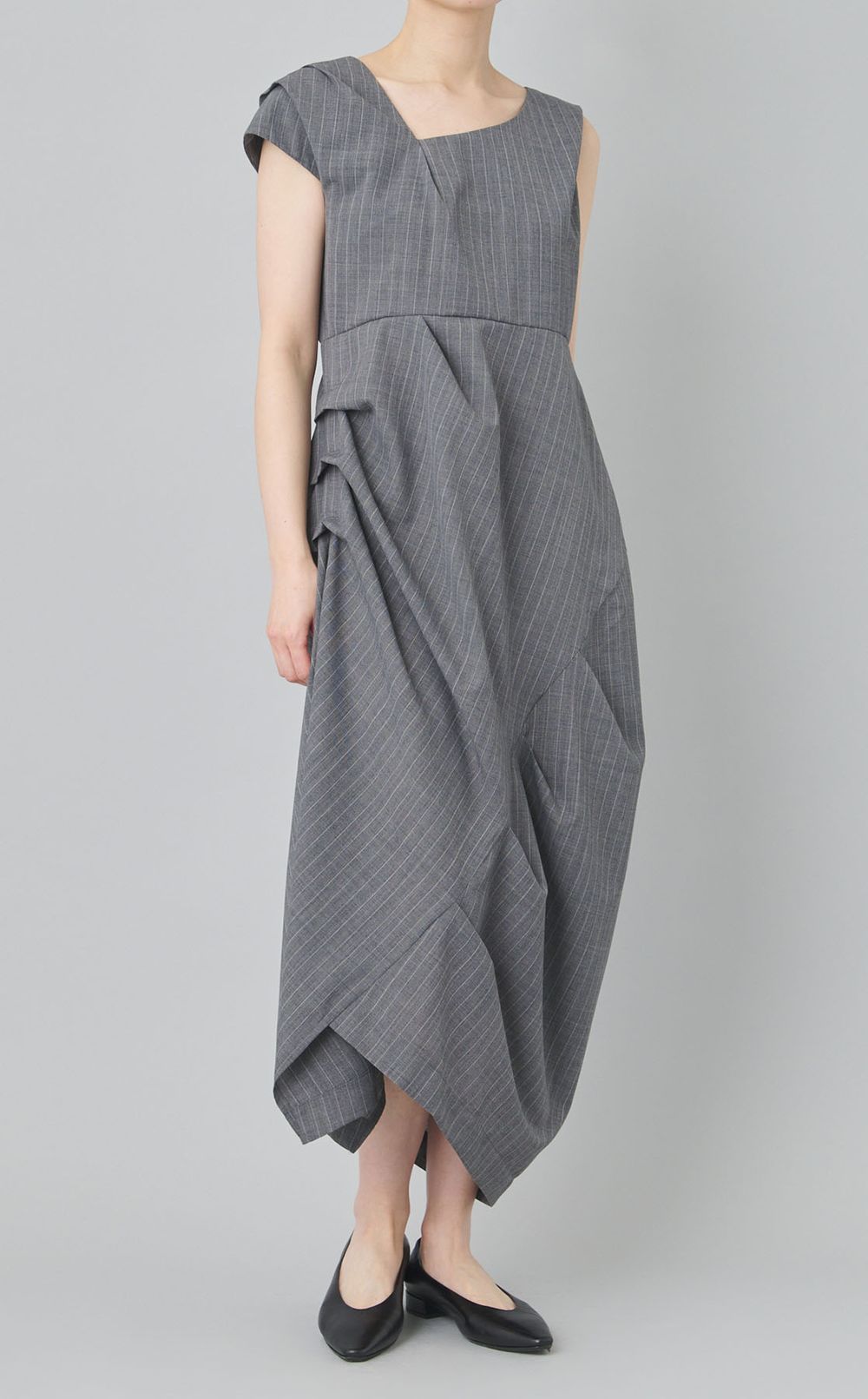 ストライプアシンメトリーワンピース