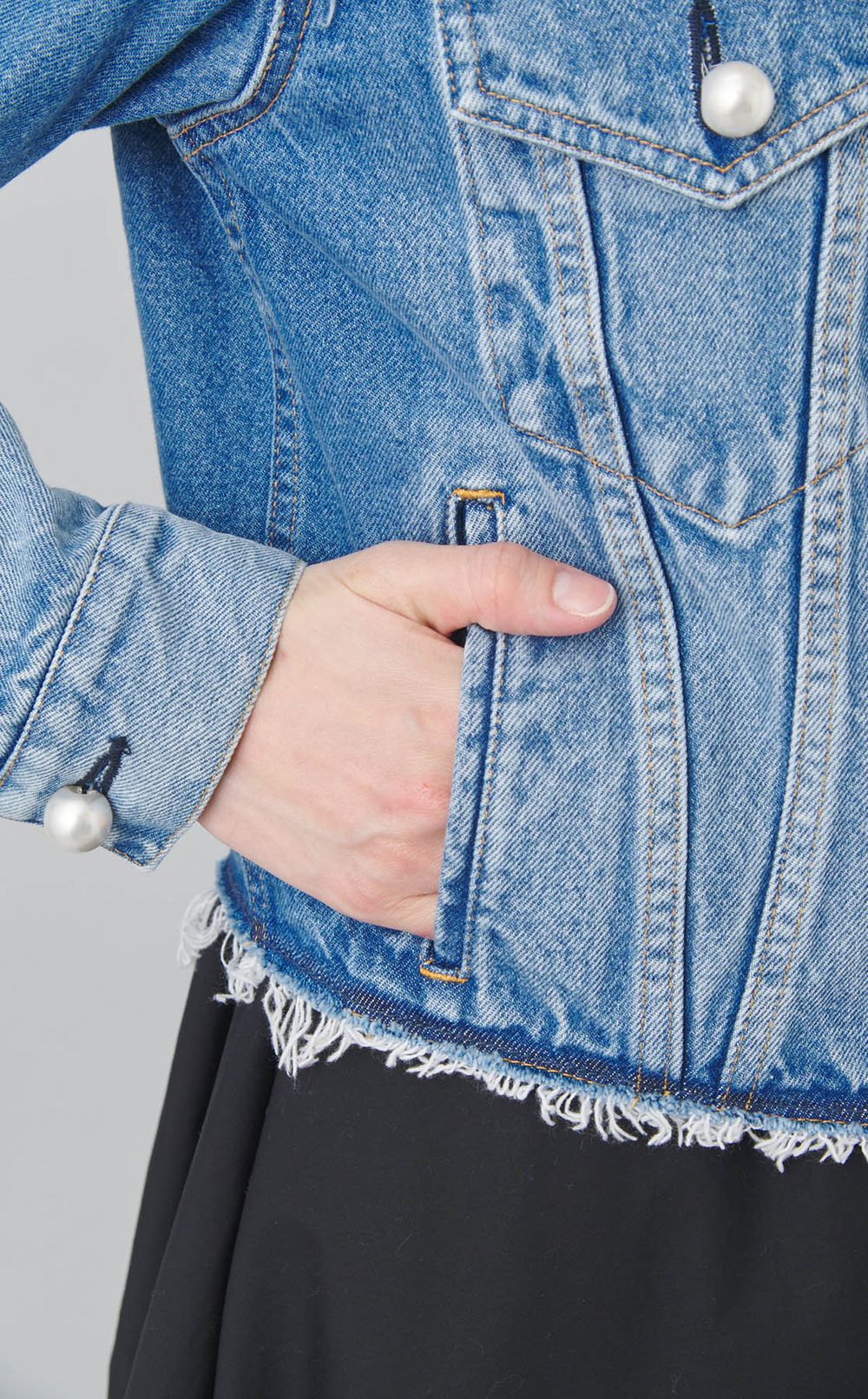 デニムパールボタンジャケット