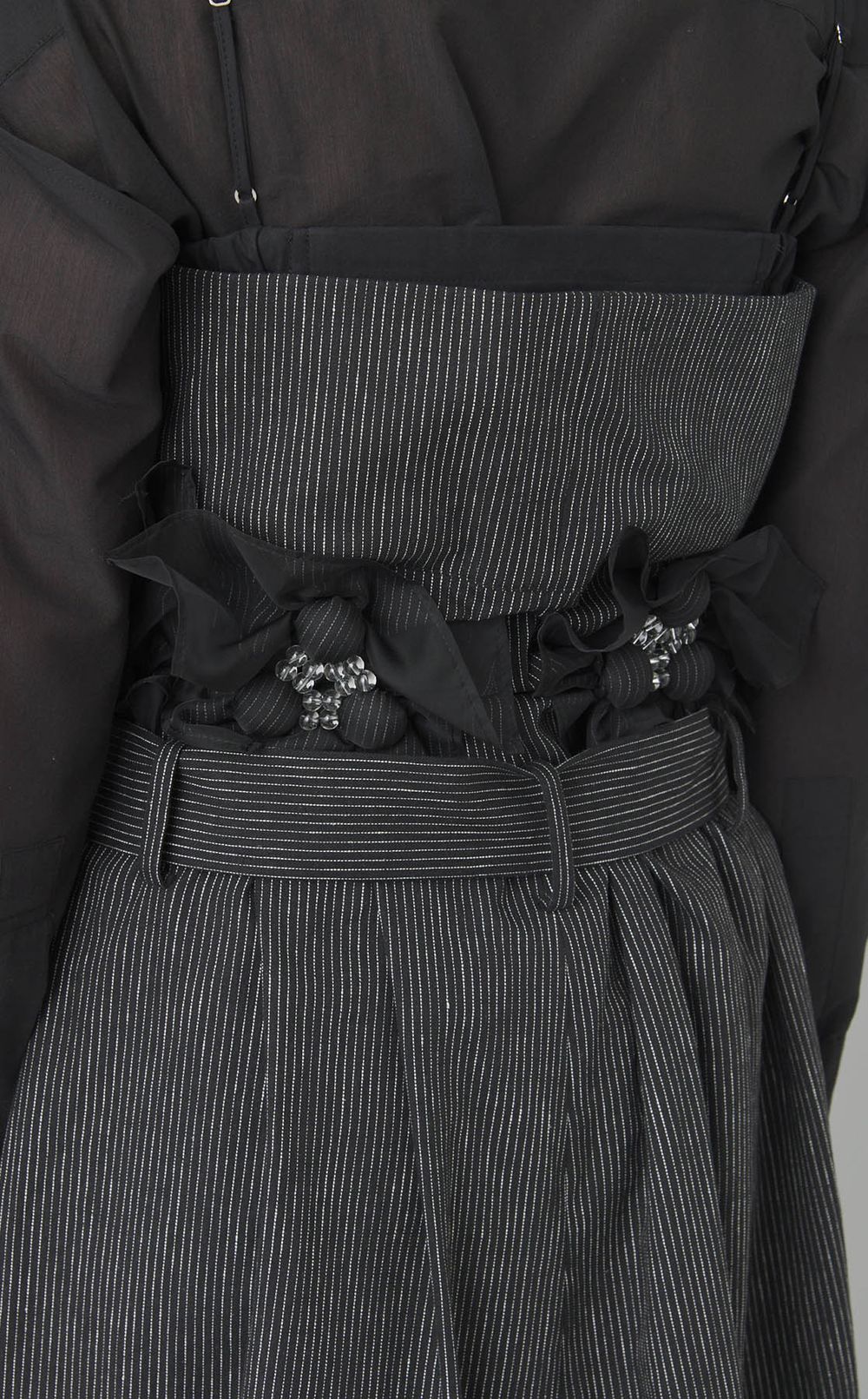 ストライプ切替モチーフ付ワンピース