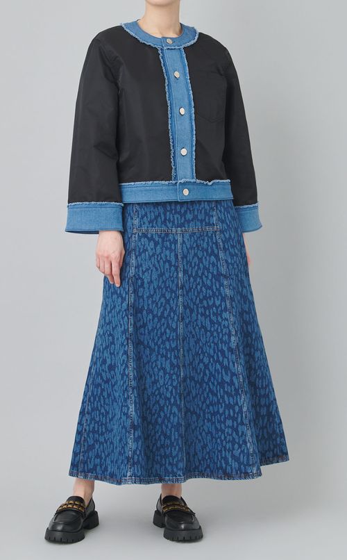 レオパードデニムフレアスカート