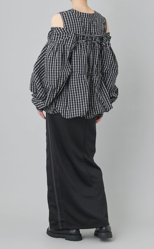 ギャザーボリュームタフタブラウス