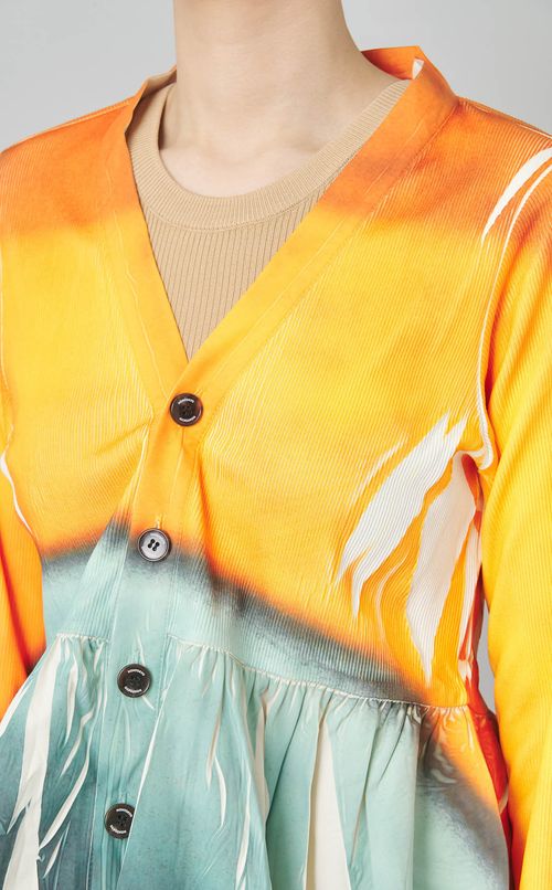 プリントリブギャザーカーディガン