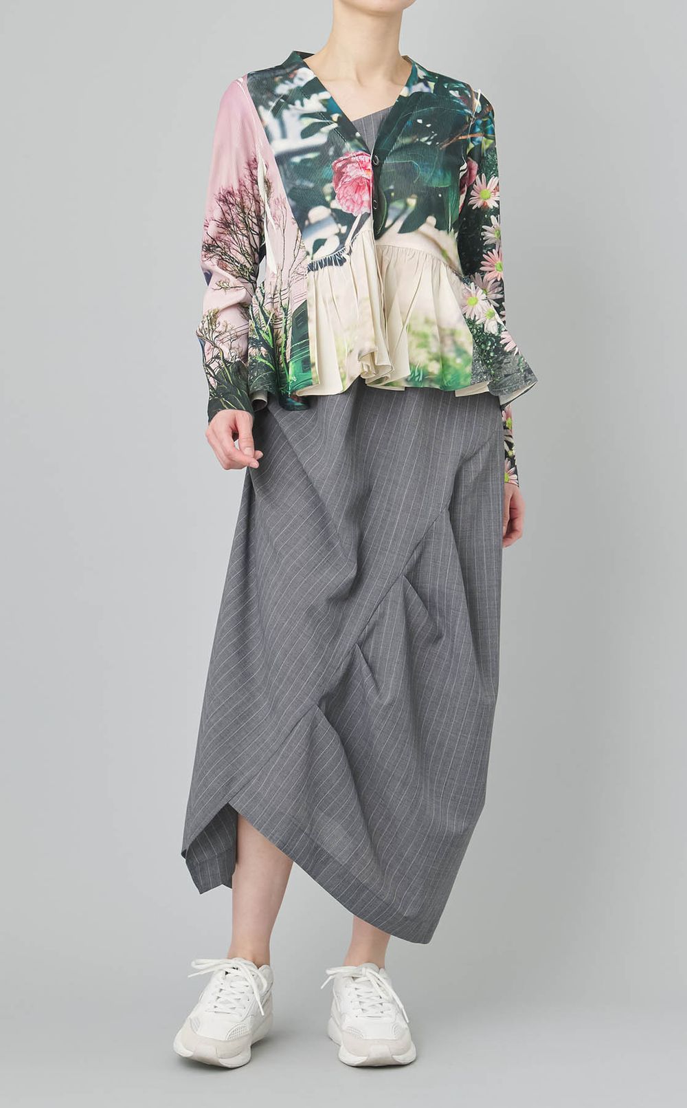 ストライプアシンメトリーワンピース