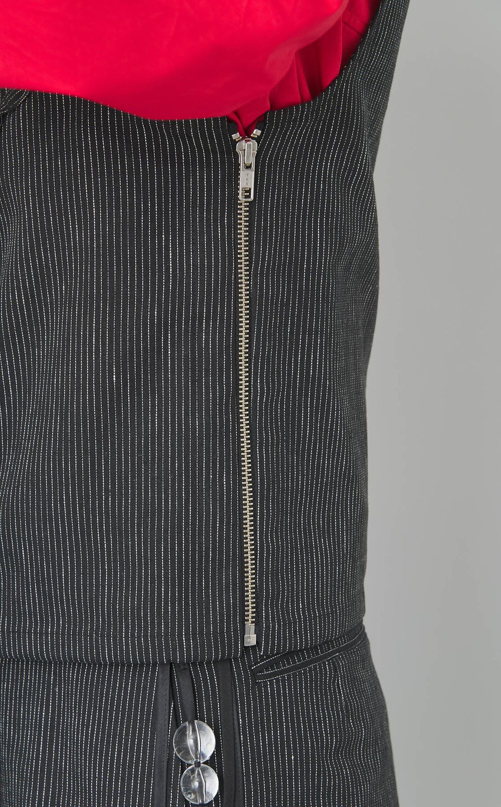 モチーフ付ストライプノースリーブトップス