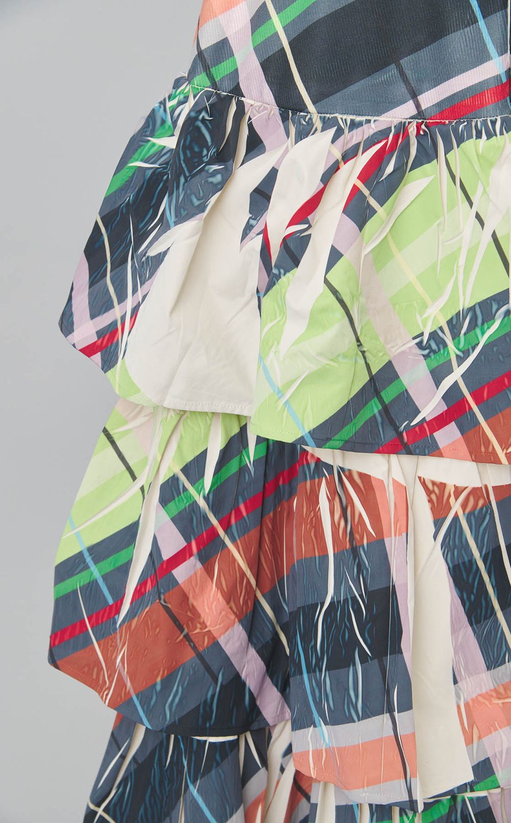 チェックプリントティアードスカート