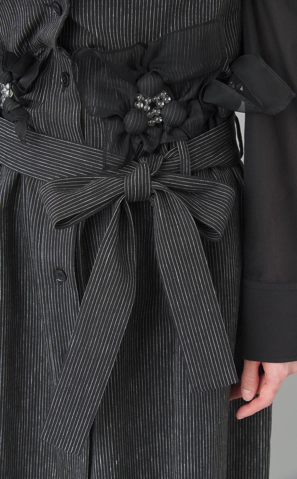 ストライプ切替モチーフ付ワンピース