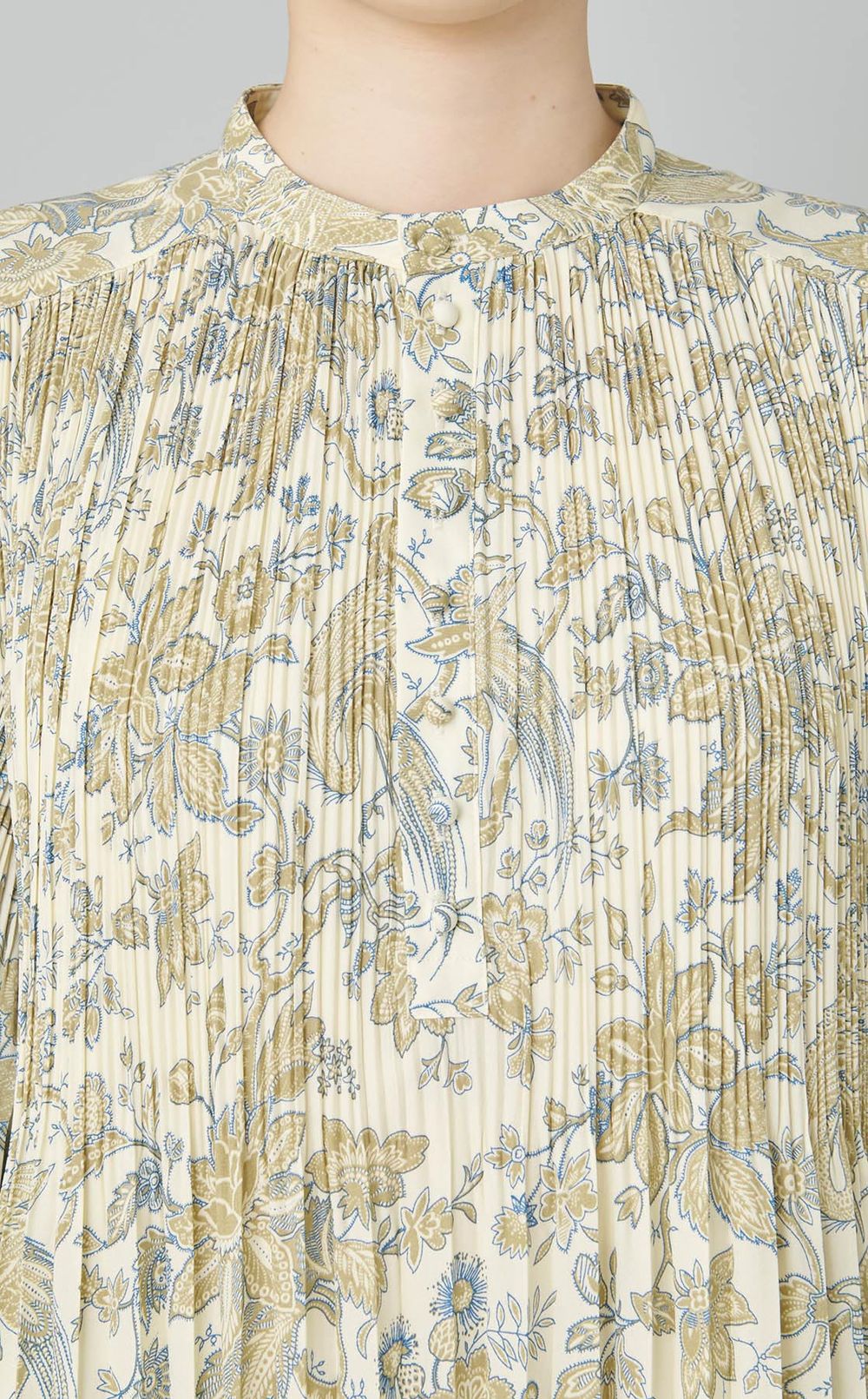 プリントプリーツシャツドレス