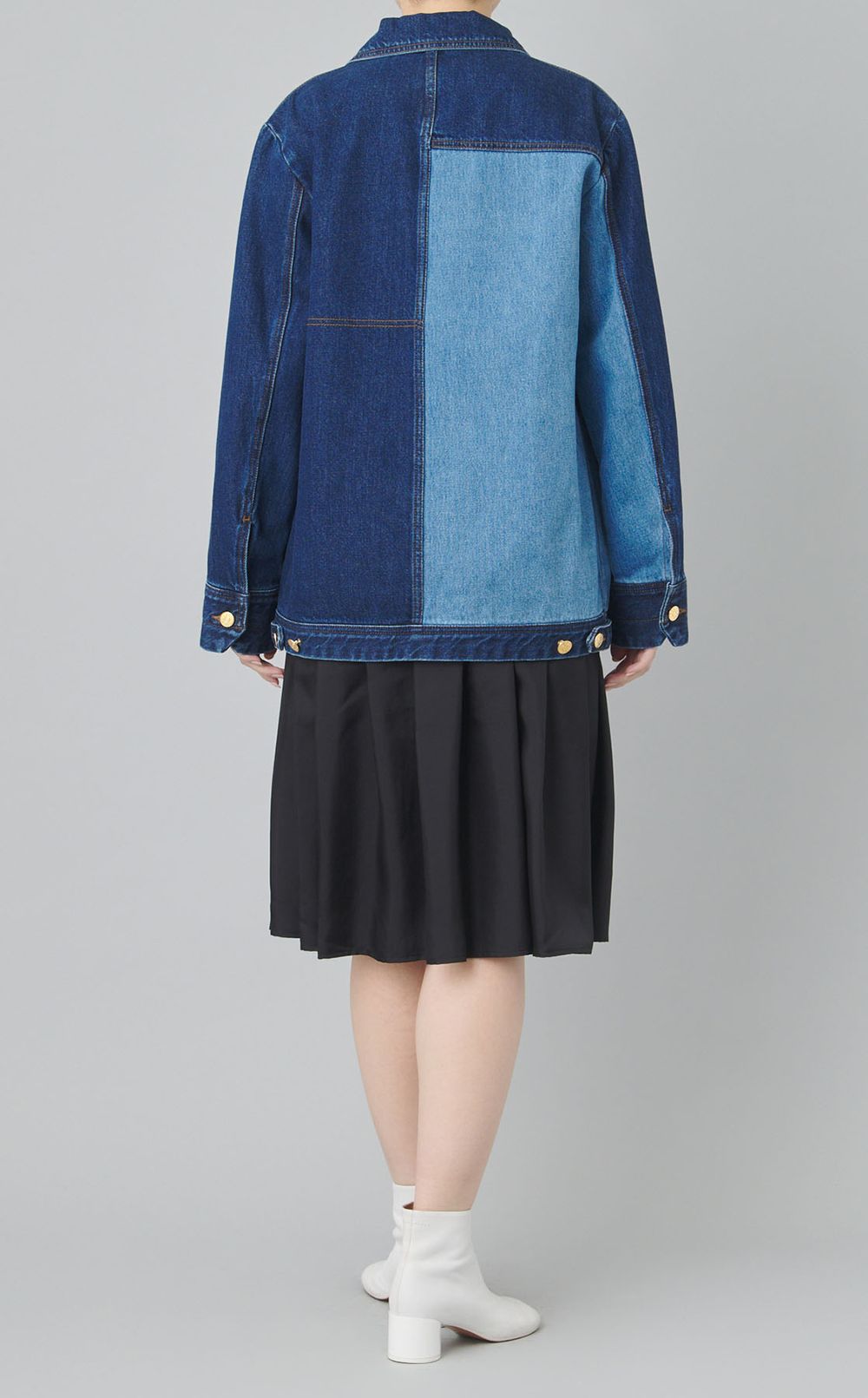 カラーブロックデニムブルゾン