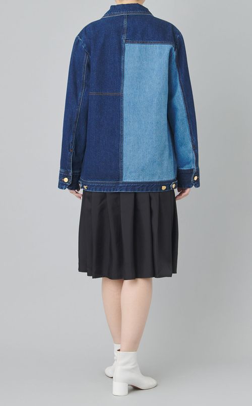 カラーブロックデニムブルゾン