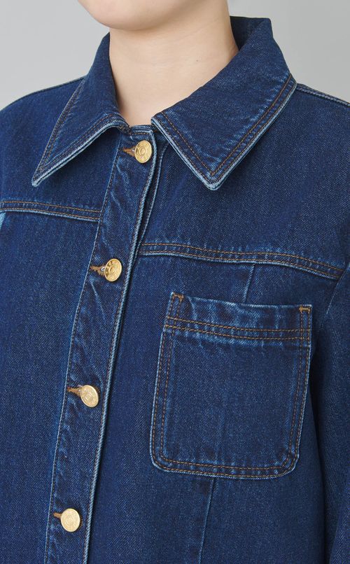 カラーブロックデニムブルゾン