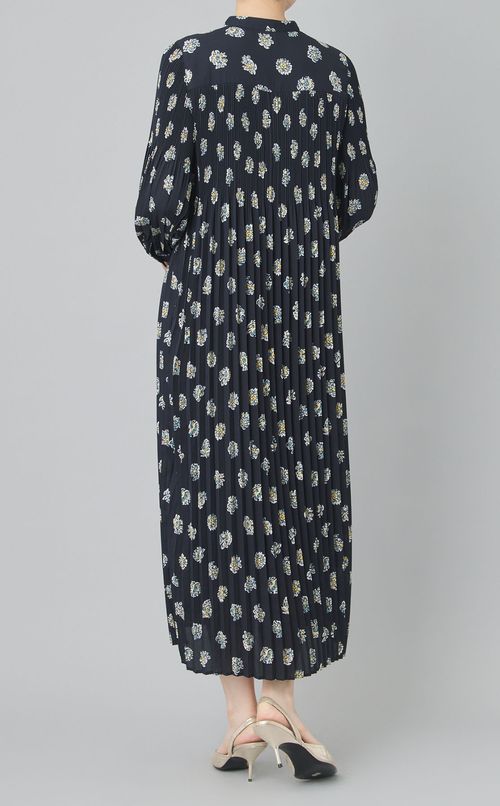 プリントプリーツシャツドレス