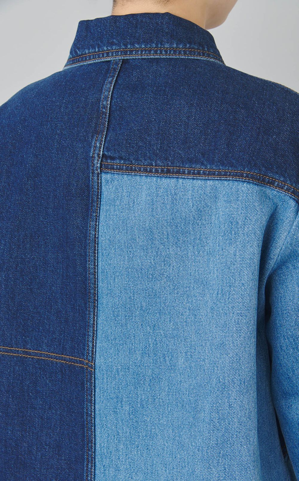 カラーブロックデニムブルゾン