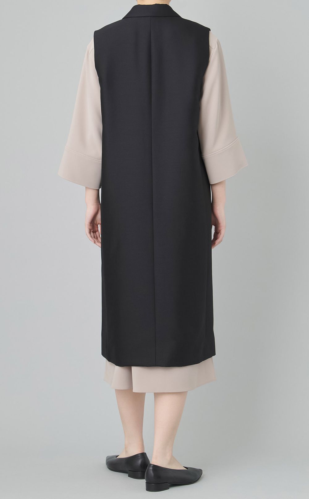 ウールシルクタッサーロングジレ