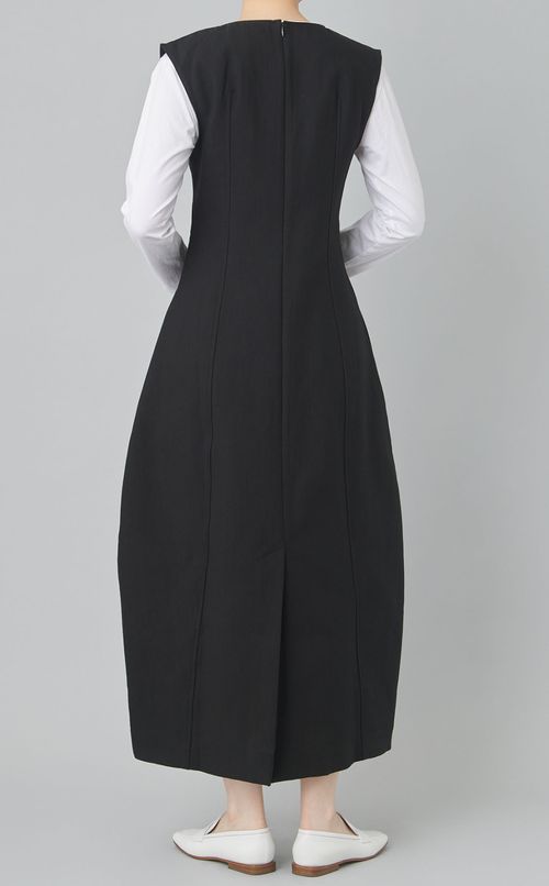 ダブルコットンVネックバルーンワンピース