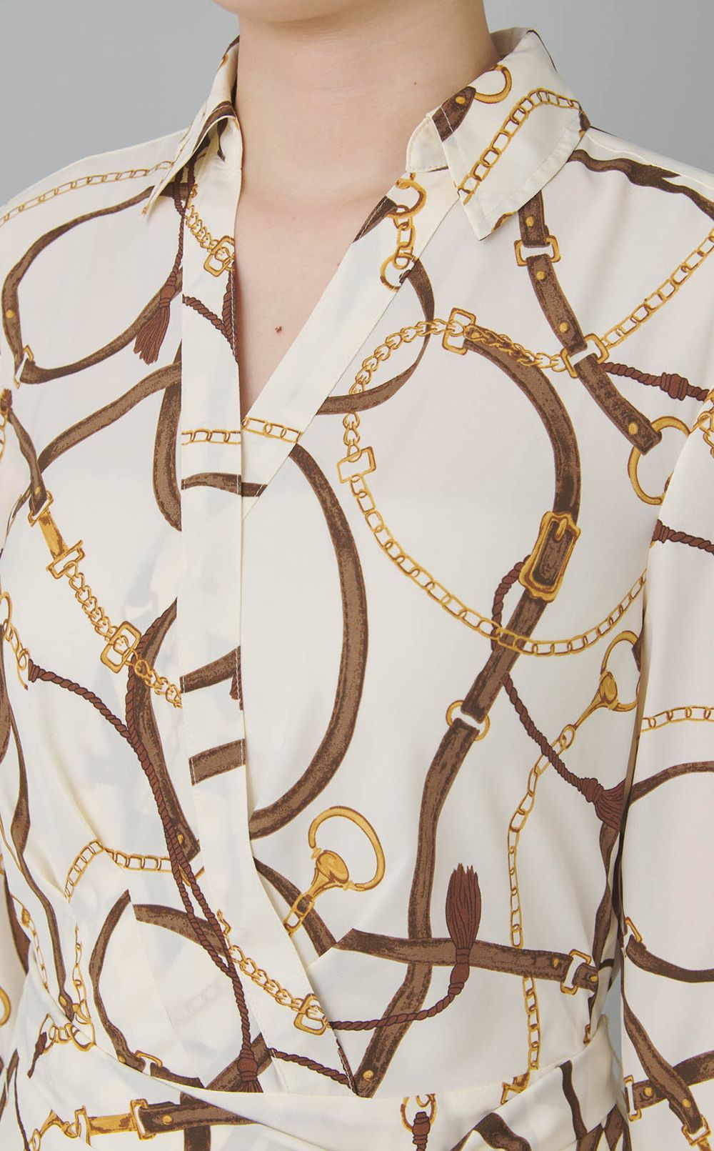 チェーンプリントカシュクールワンピース