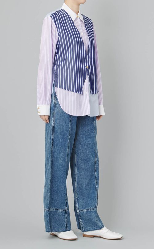 ベストレイヤードストライプシャツ