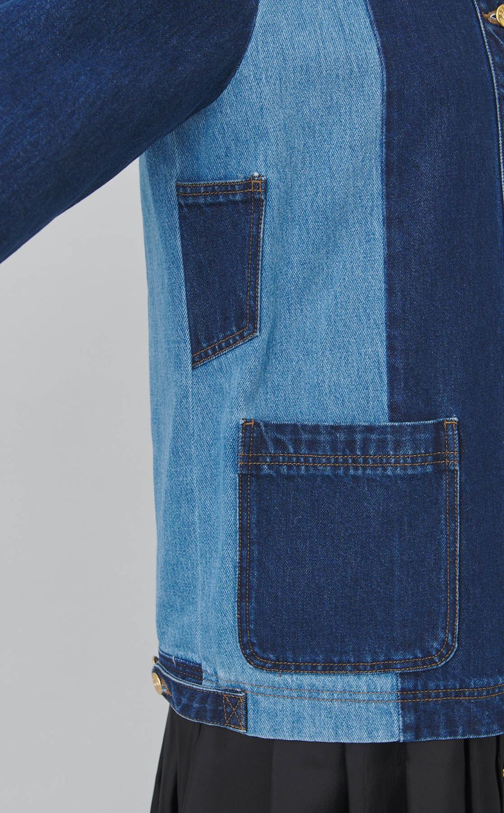 カラーブロックデニムブルゾン