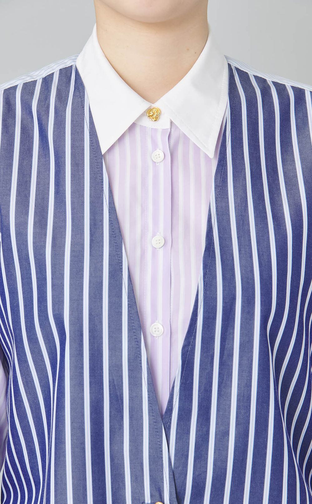 ベストレイヤードストライプシャツ