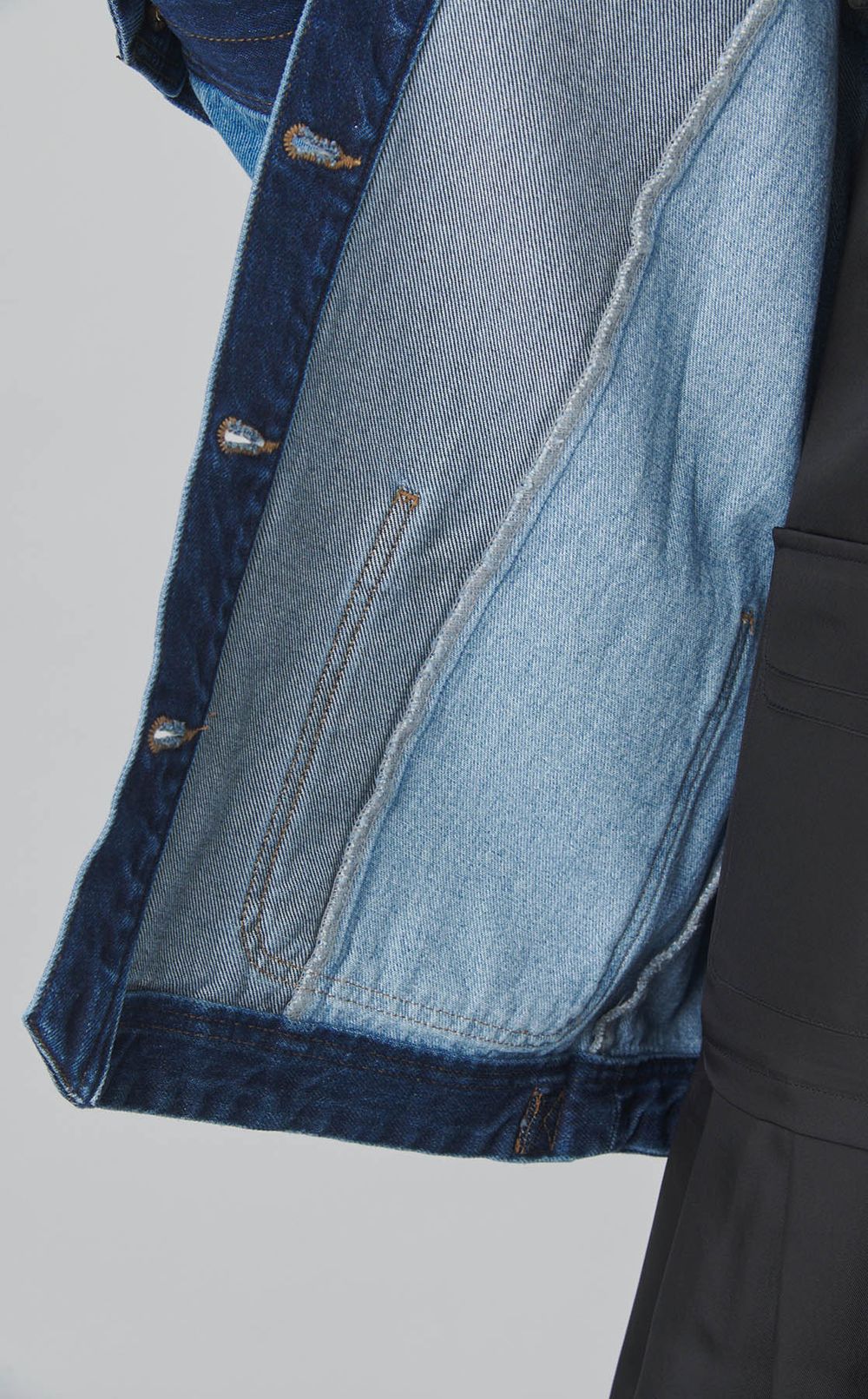 カラーブロックデニムブルゾン