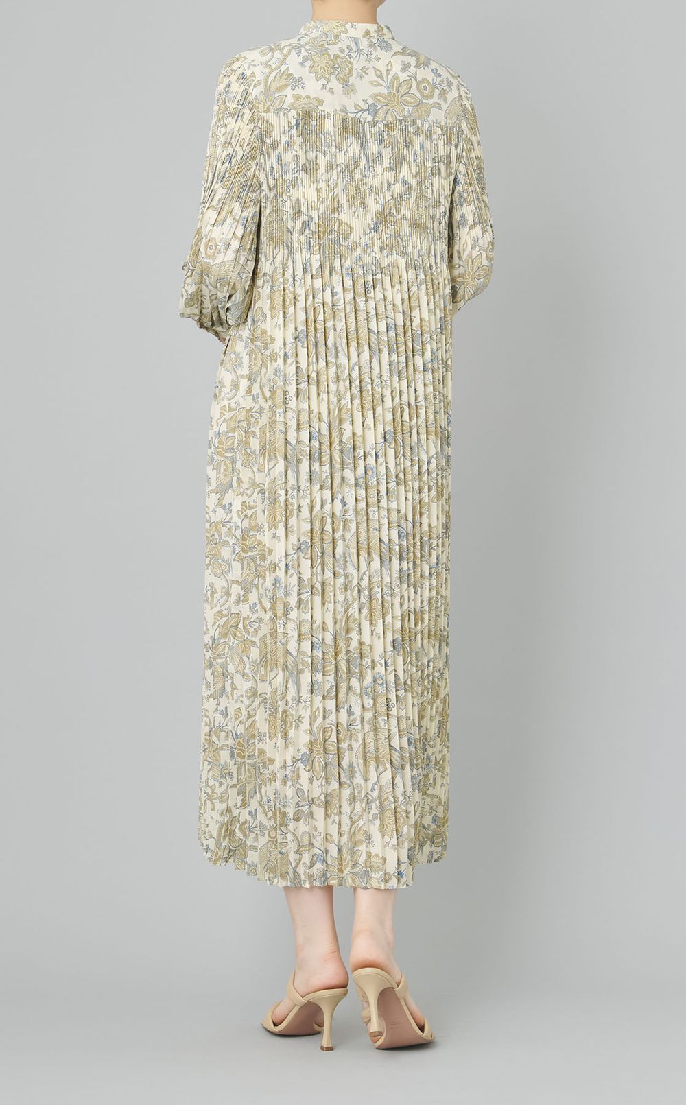 プリントプリーツシャツドレス