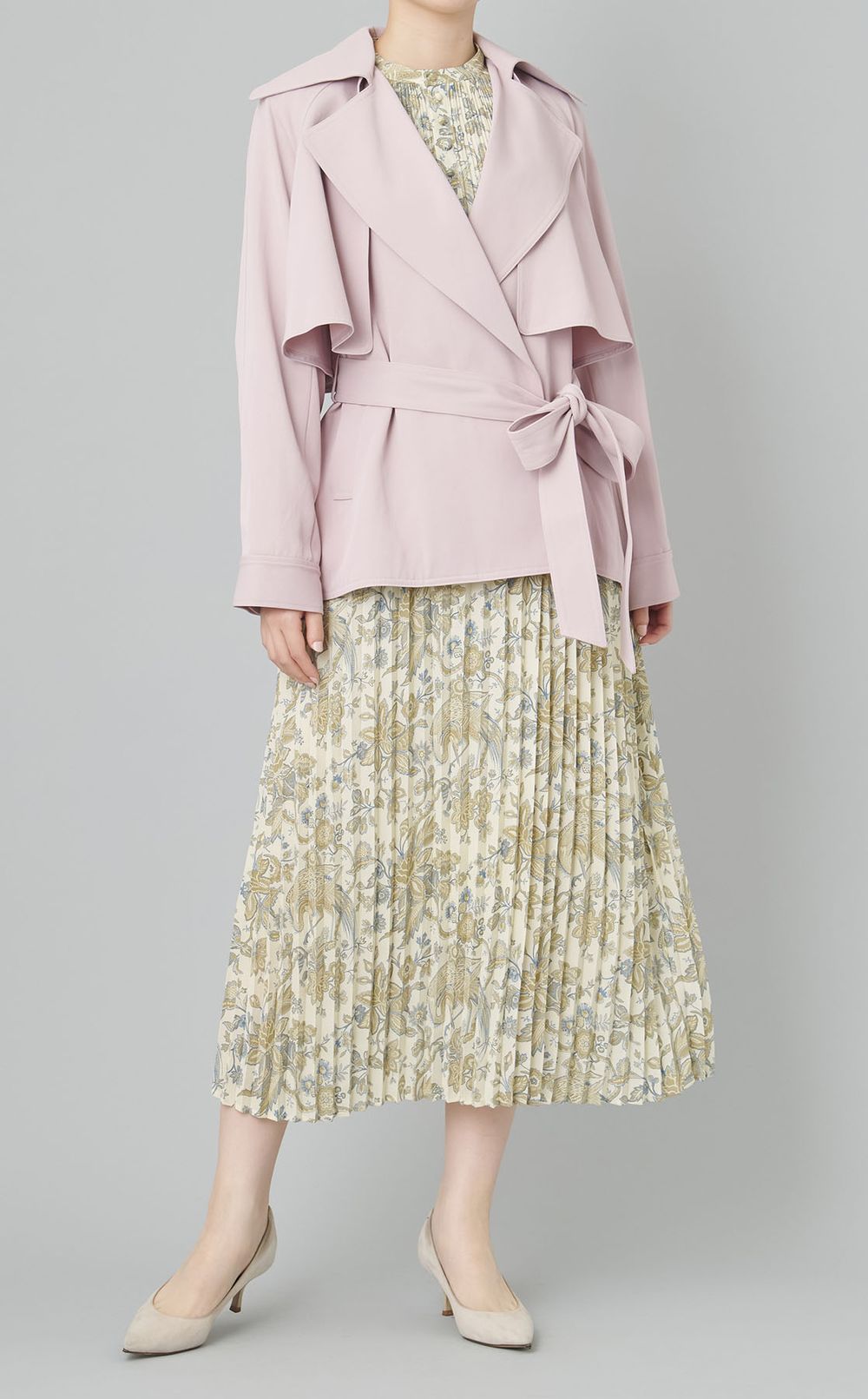 プリントプリーツシャツドレス