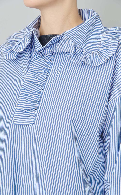 コットンラッフルカラープルオーバー