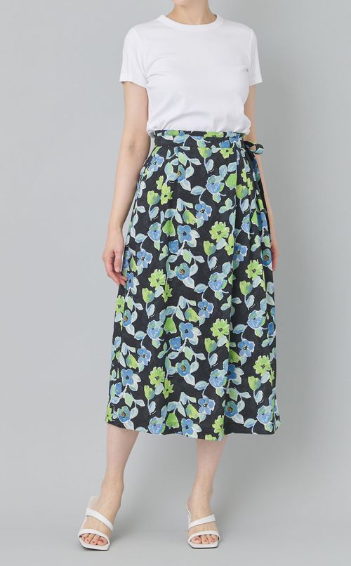 フラワープリントアシンメトリースカート