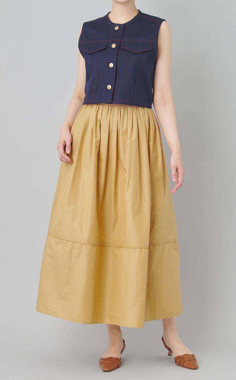 デニムクロップドジレ