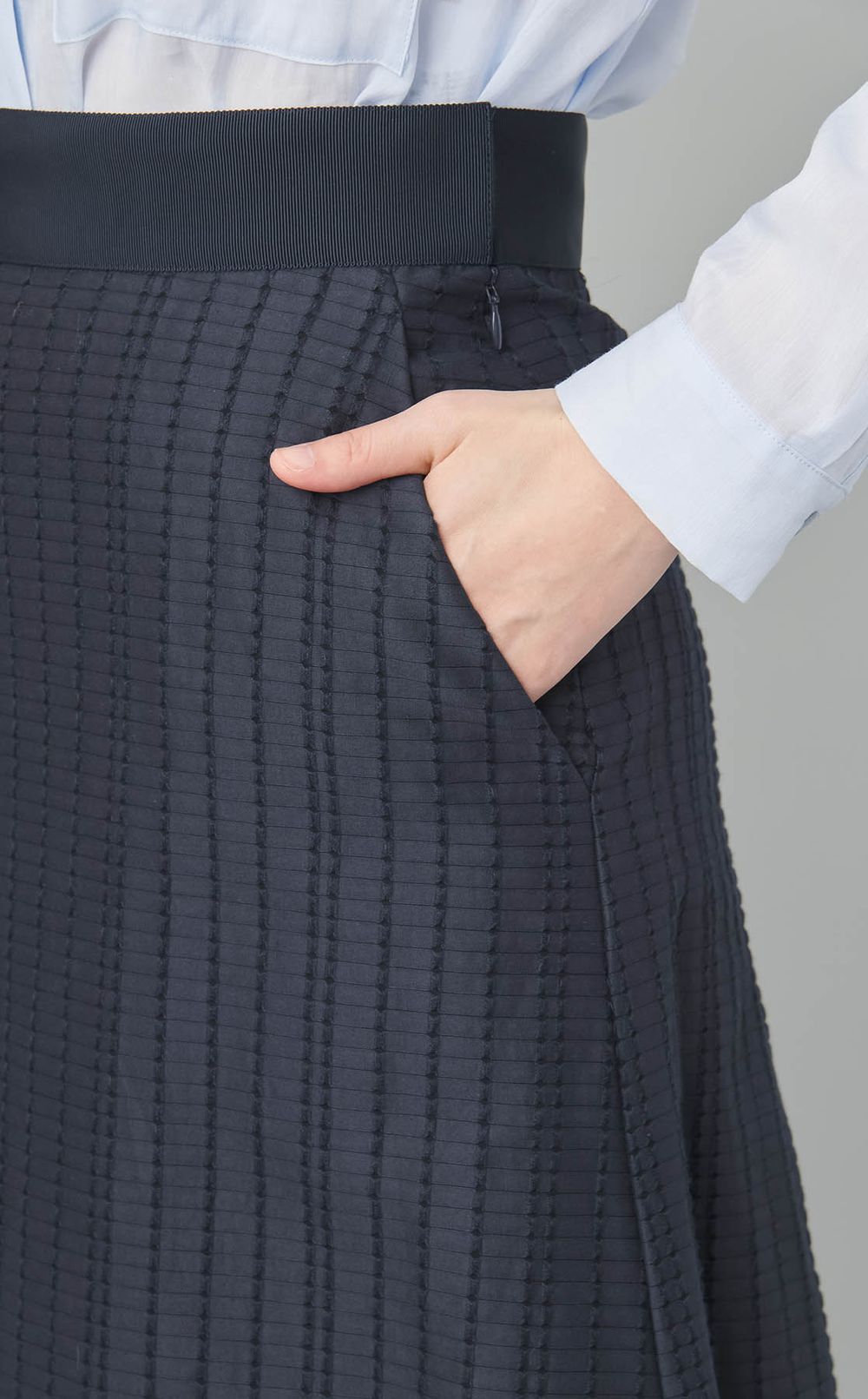 グログランジャガードバックフレアスカート