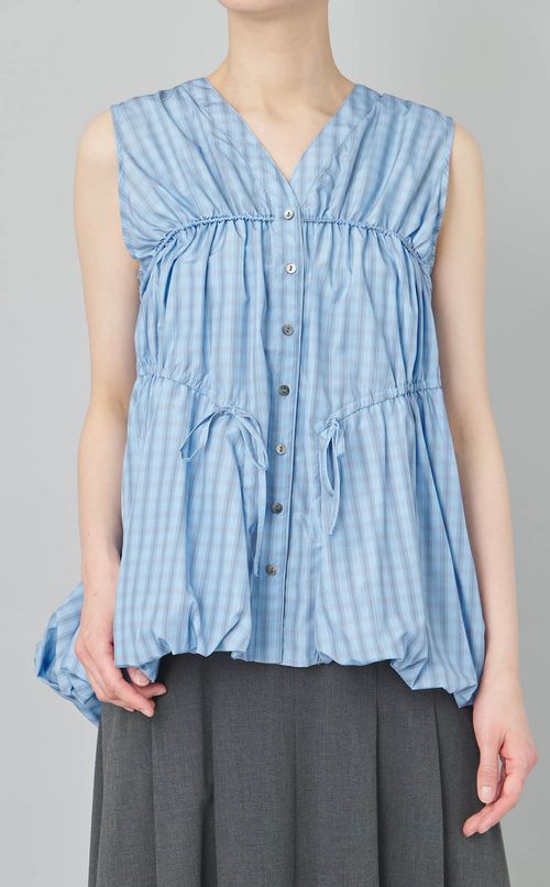 ギャザーボリュームタフタブラウス