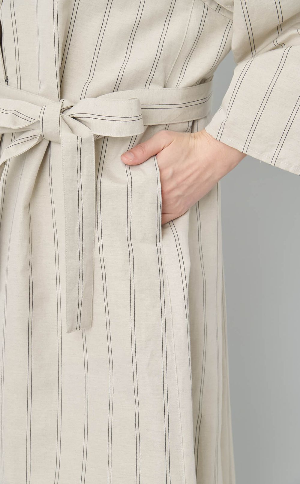 コットンリネンベルトドレス