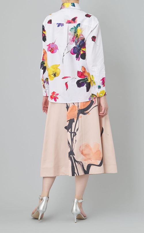 コットンフラワープリントブラウス