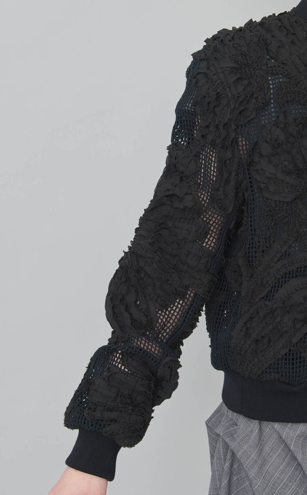 コットンメッシュエンブロイダリーブルゾン