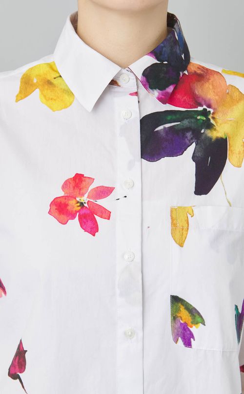 コットンフラワープリントブラウス