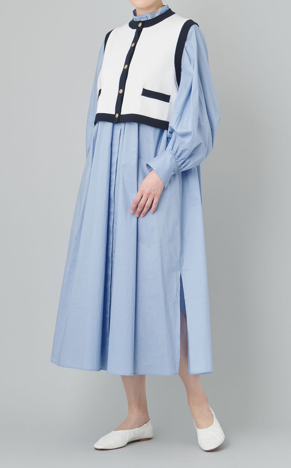 クロップバイカラーニットベスト